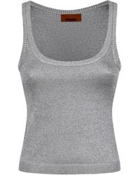Missoni - Metallic-Effect Ribbed-Trim Top - Lyst