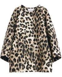 Givenchy - Abrigo Cocoon Con Motivo De Leopardo En Jacquard Y Bufanda - Lyst