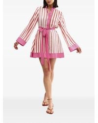 Aston Studio - Neottia Stripe-Pattern Belted Mini Shirt Dress - Lyst