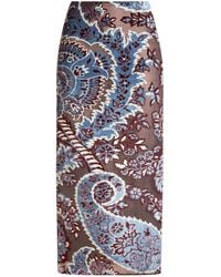 Etro - Fluwelen Midi-Rok Met Jacquard En Tule - Lyst