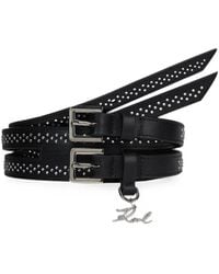 KARL LAGERFELD - K/Signature Rhinestone Double Belt - Lyst
