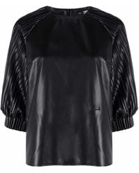 Karl Lagerfeld - Vegan Leather Pleated-Sleeve Top - Lyst