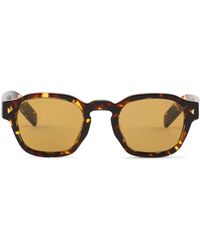 Prada - Eckige Sonnenbrille Mit Logo-Schild - Lyst