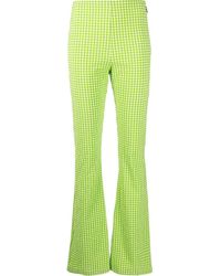 MSGM - Check-pattern Flared Trousers - Lyst