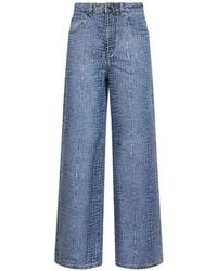 Self-Portrait - Croco-Effect Rhinestone Jeans - Lyst