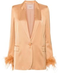 Twinset - Feather-Trim Satin Blazer - Lyst