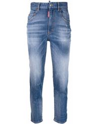 DSquared² Cropped-Jeans mit hohem Bund - Blau