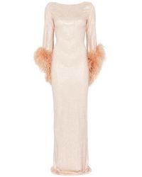 Miron - Feather-Trim Crystal-Embellished Dress - Lyst