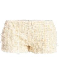 OW Collection - Mira Feathered-Detail Mini Shorts - Lyst