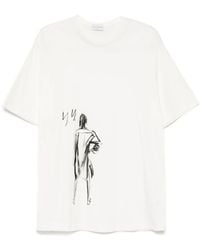 Yohji Yamamoto - Jersey T-Shirt Met Print - Lyst