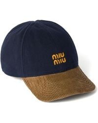 Miu Miu - Honkbalpet Met Ribfluwelen Vlak - Lyst