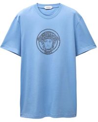Versace - Katoenen-Jersey T-Shirt Met Geborduurd Logo - Lyst