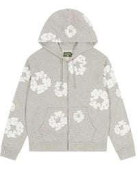 DENIM TEARS - Wreath-Print Zip-Up Hoodie - Lyst