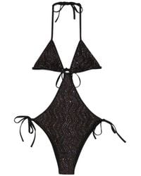 Missoni - Zigzag Mesh Trikini Met Pailletten - Lyst