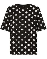 Dolce & Gabbana - Kurzarm-T-Shirt Aus Baumwolle Dg Monogram - Lyst