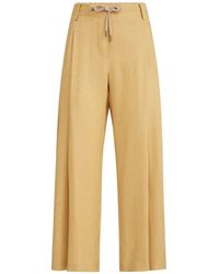 Brunello Cucinelli - Linen Trousers With Drawstring And Monili - Lyst