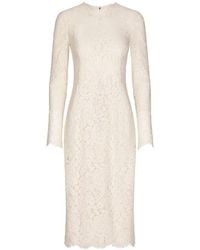 Dolce & Gabbana - Midi Floral-Lace Long-Sleeve Dress - Lyst
