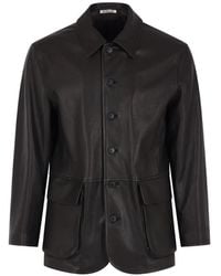 AURALEE - Lederjacke Mit Knöpfen - Lyst