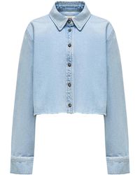 12 STOREEZ - Cropped Organic-Cotton Denim Shirt - Lyst