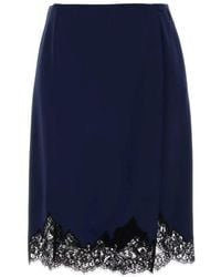 Stella McCartney - Lace-Trim Satin Midi Skirt - Lyst