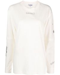 Ganni - ロゴ ロングtシャツ - Lyst