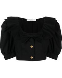 Alessandra Rich - Bow-detail Cropped Blouse - Lyst