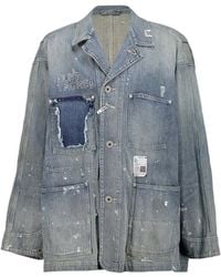 Maison Mihara Yasuhiro - Chore Stripe-Pattern Paint-Splatter Denim Jacket - Lyst