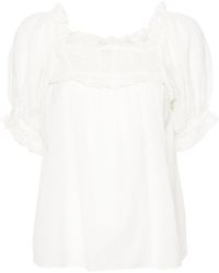Doen - Lace-detailed Puff-sleeve Blouse - Lyst