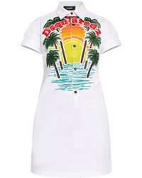 DSquared² - Sunset Logo-embroidered Shirt Dress - Lyst
