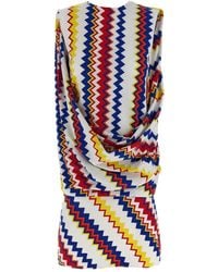 Missoni - Zigzag Pattern Peplos Minidress With Draped Front - Lyst