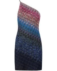 Missoni - One-Shoulder Zigzag-Knit Dress - Lyst