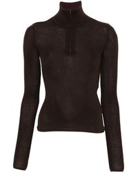 Frankie Shop - Sade Ribbed-Knit Quarter-Zip Sweater - Lyst