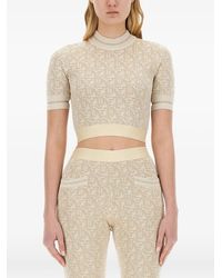 Palm Angels - Monogram-Jacquard Knitted Crop Top - Lyst