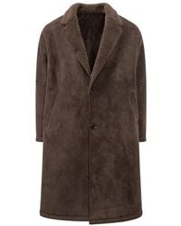VALENTINI 1972 - Shearling-Collar Single-Breasted Coat - Lyst