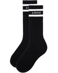 Anine Bing - Chaussettes Sully Sporty À Rayures Noires Et Blanches - Lyst