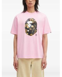 A Bathing Ape - Vacation Pattern Ape Head Graphic-Print T-Shirt - Lyst