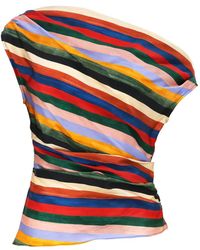 STAUD - Phare Striped Silk Top - Lyst