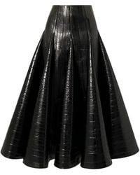 Valentino Garavani - Crocodile-Effect A-Line Skirt - Lyst