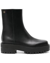 Gianvito Rossi - Square Toe Leather Boots - Lyst