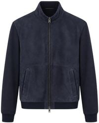 Canali - Suede-Panelled Zip-Up Jacket - Lyst
