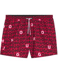 HUGO - Logo-Print Swim Shorts - Lyst