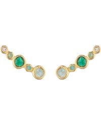Monica Vinader - 18Kt Vermeil Nugget Embellished Climber Earrings - Lyst