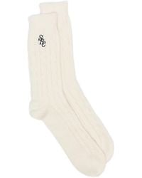 Sporty & Rich - Cable-Knit Logo-Embroidered Socks - Lyst