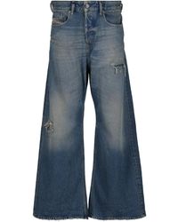 DIESEL - Vaqueros Anchos Con Efecto Envejecido - Lyst