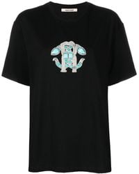 Roberto Cavalli - Embellished Logo Stretch-cotton T-shirt - Lyst