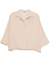 Eleventy - Spread-Collar Short-Sleeve Blouse - Lyst