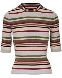 Veronica Beard - Kavya Striped Ribbed-knit Top - Lyst