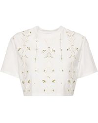Giambattista Valli - Embroidered Cotton Croped Top - Lyst