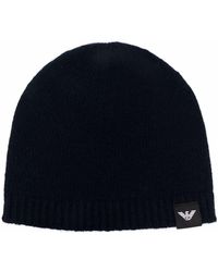 Emporio Armani - Logo-patch Knitted Cashmere Beanie - Lyst