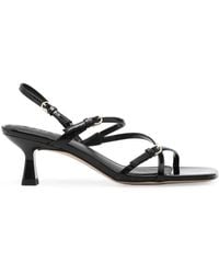Sandro - Sandales En Cuir Verni À Bout Carré - Lyst